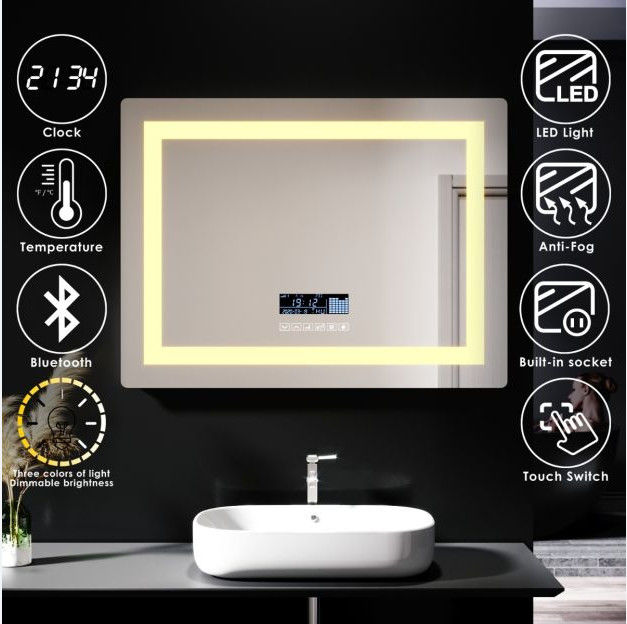 De chauffage a illuminé le miroir de salle de bains de LED avec Bluetooth 600*800 700*900 750*1000